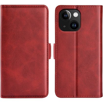 Mobigear Slim Magnet Housse iPhone 15 Etui Porte-Monnaie - Rouge
