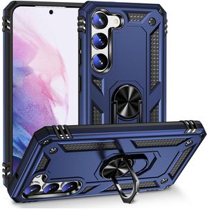 Mobigear Armor Ring Coque Samsung Galaxy S23 Plus Coque arrière Rigide Anti-Chocs avec Anneau-Support - Bleu