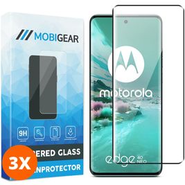Mobigear Premium Motorola Edge 40 Neo Verre trempé Protection d'écran - Compatible Coque - Noir (Lot de 3)