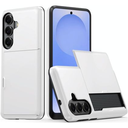 Mobigear Card Samsung Galaxy S26 Plus Plastique rigide Coque arrière Antichoc avec porte-cartes - Blanc