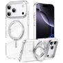 Mobigear Frosted Mag Coque iPhone 17 Pro Max MagSafe Coque arrière Rigide avec Support Amovible - Argent