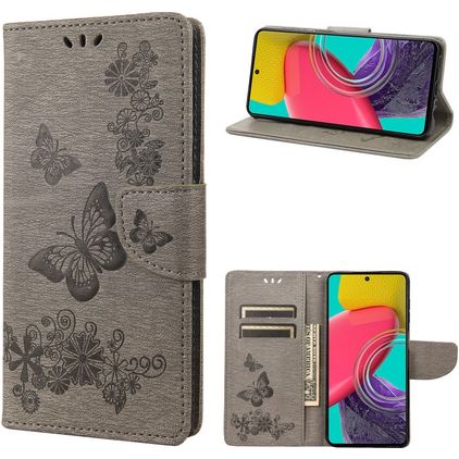 Mobigear Butterfly Samsung Galaxy M53 Étui Portefeuille - Gris