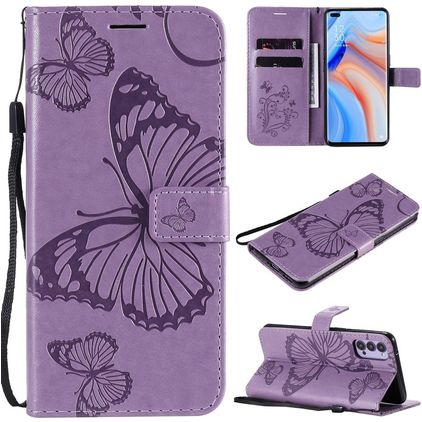 Mobigear Butterfly Housse OPPO Reno 4 Etui Porte-Monnaie - Violet