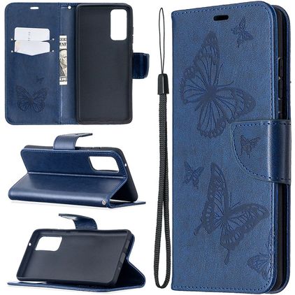 Mobigear Butterfly Housse Samsung Galaxy S21 Etui Porte-Monnaie - Bleu
