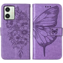 Mobigear Butterfly Housse Motorola Moto G54 Etui Porte-Monnaie - Violet
