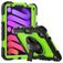 Mobigear SureGrip Xtreme Coque iPad Mini 6 (2021) Coque arrière en Plastique rigide,Silicone + Porte-crayon + Bandoulière + Support Amovible - Noir / Vert