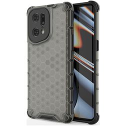Mobigear Honeycomb Coque OPPO Find X5 Pro Coque arrière Rigide Anti-Chocs - Noir