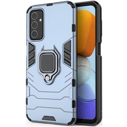 Mobigear Armor Ring Samsung Galaxy M23 Plastique rigide Coque arrière Antichoc avec bague de maintien - Bleu