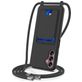 Mobigear Lanyard Card Samsung Galaxy A16 Coque avec cordon en Silicone et Porte-Cartes - Noir