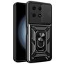 Mobigear Armor Ring Cam Slide Coque HONOR X8A Coque arrière Rigide Anti-Chocs avec Anneau-Support et Protecteur Lentilles - Noir