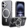 Mobigear Frosted Mag Coque iPhone 17 MagSafe Coque arrière Rigide avec Support Amovible - Gris