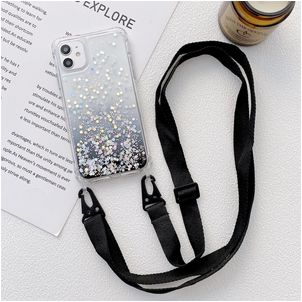 Mobigear Lanyard iPhone 13 Pro Max Coque avec cordon en TPU Souple - Noir
