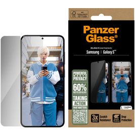 PanzerGlass Ultra-Wide Fit Privacy Samsung Galaxy S25 Verre trempé Protection d'écran Confidentialité - Compatible Coque - Noir