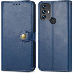 Mobigear Snap Button Housse TCL 30 SE Etui Porte-Monnaie - Bleu