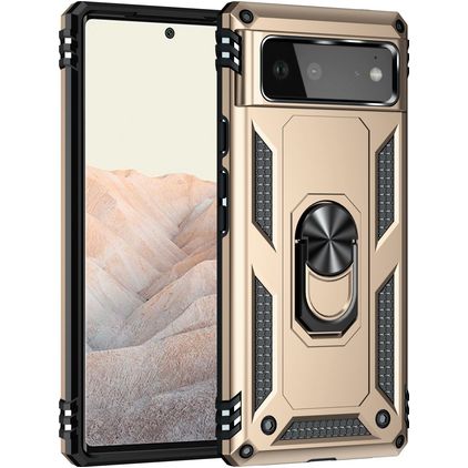 Mobigear Armor Ring Coque Google Pixel 6 Coque arrière Rigide Anti-Chocs avec Anneau-Support - Or