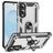 Mobigear Armor Ring Coque Samsung Galaxy S25 Edge Coque arrière Rigide Anti-Chocs avec Anneau-Support - Argent