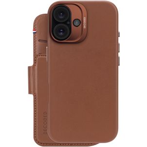 Decoded Detachable Wallet Housse iPhone 16 MagSafe Etui avec Coque Détachable en Cuir Véritable Porte-Monnaie - Tan