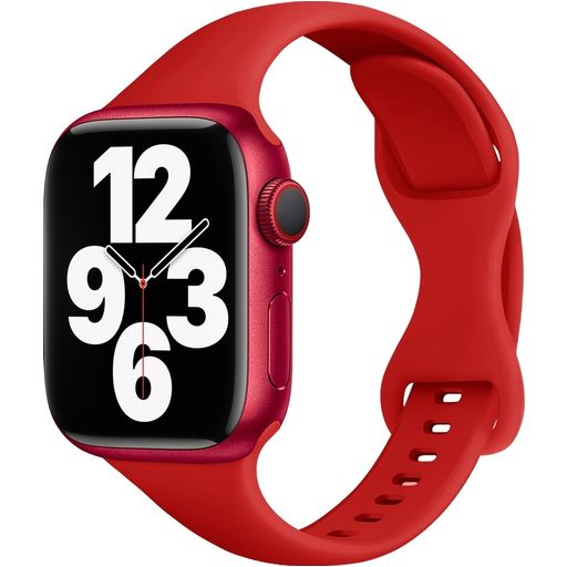 Mobigear Sport Slim Bracelet Silicone Apple Watch Fermeture à clou et passant - 49/46/45/44 mm - Rouge