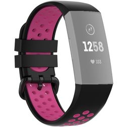 Mobigear Sport Plus Buckle Bracelet Silicone pour Fitbit Charge 4 Fermeture boucle ardillon - Noir / Rouge