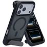 Mobiparts Hardcover Coque iPhone 17 Pro Max MagSafe Coque arrière Rigide avec Support Amovible - Satin Black