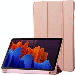 Mobigear Tri-Fold Gel Coque Samsung Galaxy Tab S11 en TPU,Similicuir - Rose doré