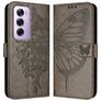 Mobigear Butterfly Housse OPPO Reno 12 Pro Etui Porte-Monnaie - Gris