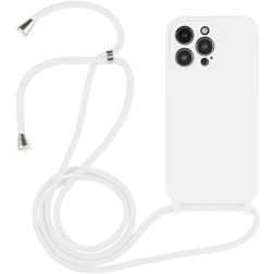 Mobigear Lanyard iPhone 15 Pro Max Coque avec cordon en Silicone - Blanc