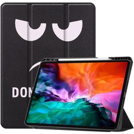 Mobigear Tri-Fold Gel Coque iPad Pro 12.9 Pouces (2021) Etui en TPU,Similicuir + Porte-crayon - Do Not Touch