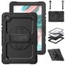 Mobigear SureGrip Xtreme Coque Samsung Galaxy Tab A8 10.5 (2021) Coque arrière en Plastique rigide,Silicone + Bandoulière + Support Amovible - Noir