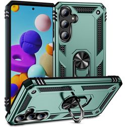 Mobigear Armor Ring Coque Samsung Galaxy A35 Coque arrière Rigide Anti-Chocs avec Anneau-Support - Vert