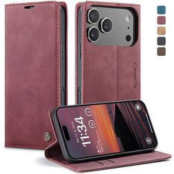 CaseMe 013 Housse iPhone 17 Pro Max Etui Porte-Monnaie - Rouge