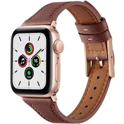 Mobigear Napoli Bracelet Cuir Apple Watch Fermeture boucle ardillon - 42/41/40/38 mm - Marron