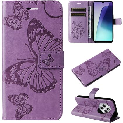 Mobigear Butterfly Housse Xiaomi Redmi 14C Etui Porte-Monnaie - Violet