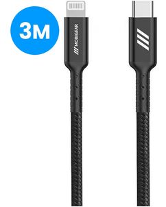 Mobigear Nylon Câble USB-C vers Apple Lightning MFI 3 mètres - Noir