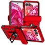 Mobigear Armor Ring Coque Motorola Razr 50 Coque arrière Rigide Anti-Chocs avec Anneau-Support - Rouge