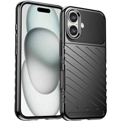 Mobigear Groove Coque iPhone 16 Coque arrière en TPU Souple - Noir