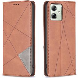 Mobigear Rhombus Slim Housse Motorola Moto G54 Etui - Marron