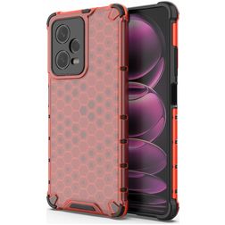 Mobigear Honeycomb Coque POCO X5 Pro Coque arrière Rigide Anti-Chocs - Rouge