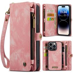 CaseMe 008 iPhone 14 Pro Coque Étui 2en1 avec coque amovible Portefeuille - Rose
