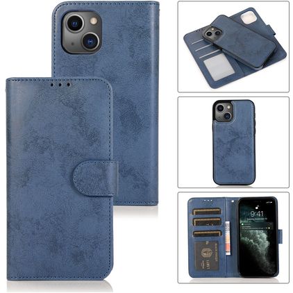 Mobigear Wallet Housse iPhone 13 Mini Etui avec Coque Détachable Porte-Monnaie - Bleu