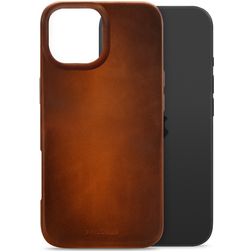 Mobilize Premium iPhone 17 MagSafe Cuir véritable Coque arrière - Burned Cognac