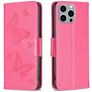 Mobigear Butterfly Housse iPhone 15 Pro Max Etui Porte-Monnaie - Magenta