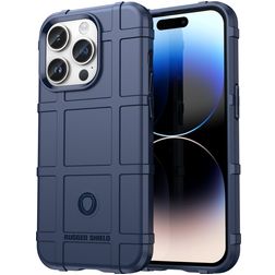 Mobigear Rugged Shield Coque iPhone 15 Pro Max Coque arrière en TPU Souple Anti-Chocs - Bleu