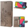 Mobigear Flowers Housse Samsung Galaxy M53 Etui Porte-Monnaie - Gris