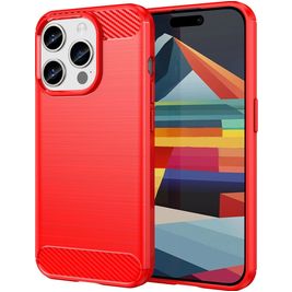 Mobigear Brushed Slim Coque iPhone 15 Pro Coque arrière en TPU Souple - Rouge