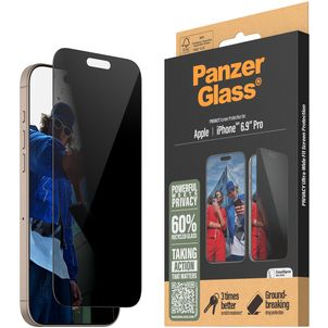 PanzerGlass Ultra-Wide Fit Privacy iPhone 16 Pro Max Verre trempé Protection d'écran Confidentialité - Compatible Coque - Noir