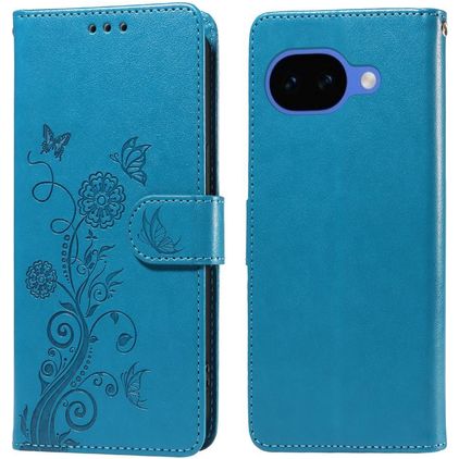 Mobigear Flowers Housse Google Pixel 10a Etui Porte-Monnaie - Bleu