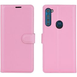 Mobigear Classic Housse Motorola One Fusion Plus Etui Porte-Monnaie - Rose