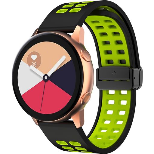 Mobigear Sport Plus Mag Bracelet Silicone Smartwatch Fermeture magnétique - Connexion universelle de 22 mm - Noir / Vert