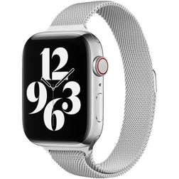 Mobigear Slim Loop Bracelet Milanais Apple Watch Fermeture magnétique - 42/41/40/38 mm - Argent